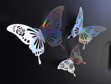Load image into Gallery viewer, 12x Holographic Floral Rose Filigree Butterfly Wall Decals
