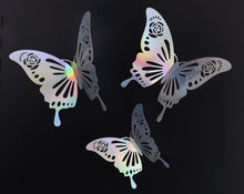 Load image into Gallery viewer, 12x Holographic Floral Rose Filigree Butterfly Wall Decals