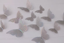 Load image into Gallery viewer, 12x Metallic Effect Cutout Filigree Style Butterfly 3D Wall Decals