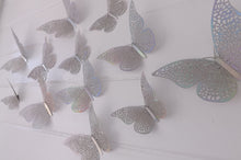 Load image into Gallery viewer, 12x Metallic Effect Cutout Filigree Style Butterfly 3D Wall Decals
