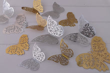 Load image into Gallery viewer, 12x Metallic Effect Rose Gold & Silver Butterfly 3D Wall Decals