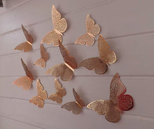 Load image into Gallery viewer, 12x Metallic Effect Cutout Filigree Style Butterfly 3D Wall Decals