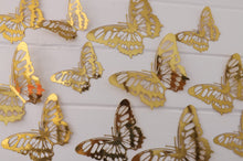 Load image into Gallery viewer, 12x Gold Metallic Mirror Effect Filigree Style Butterfly 3D Wall Decals