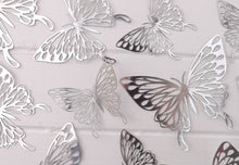 Load image into Gallery viewer, 12x Metallic Effect Cutout Filigree Style Butterfly 3D Wall Decals
