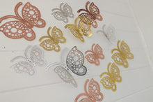 Load image into Gallery viewer, 12x Mixed Colour Round Hollow Metallic Effect 3D Butterfly Wall Decals