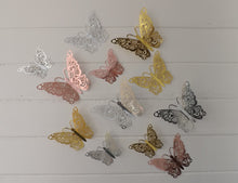 Load image into Gallery viewer, Mix Pack 12x Hollow Metallic Effect 3D Butterfly Wall Decals