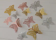 Load image into Gallery viewer, 12x Mixed Pack Hollow Metallic Effect 3D Butterfly Wall Decals