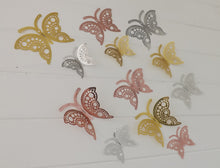 Load image into Gallery viewer, 12x Mixed Pack Hollow Metallic Effect 3D Butterfly Wall Decals