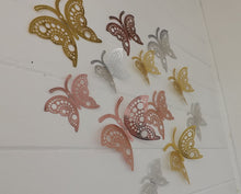 Load image into Gallery viewer, 12x Mixed Pack Hollow Metallic Effect 3D Butterfly Wall Decals