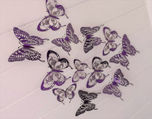 Load image into Gallery viewer, 12x Mixed Purple Metallic Look 3D Butterfly Wall Decals