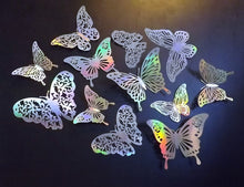 Load image into Gallery viewer, 12x Mixed Style Holographic Style Filigree Butterfly Wall Decals