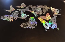 Load image into Gallery viewer, 12x Mixed Style Holographic Style Filigree Butterfly Wall Decals