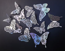 Load image into Gallery viewer, 12x Mixed Style Holographic Style Filigree Butterfly Wall Decals
