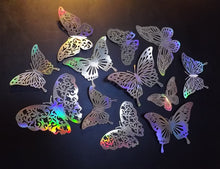 Load image into Gallery viewer, 12x Mixed Style Holographic Style Filigree Butterfly Wall Decals