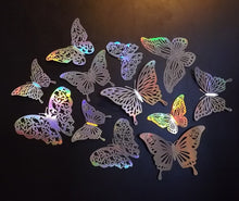Load image into Gallery viewer, 12x Mixed Style Holographic Style Filigree Butterfly Wall Decals