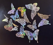 Load image into Gallery viewer, 12x Mixed Style Holographic Style Filigree Butterfly Wall Decals