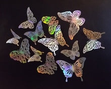 Load image into Gallery viewer, 12x Mixed Style Holographic Style Filigree Butterfly Wall Decals