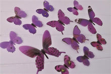 Load image into Gallery viewer, 12x Purple 3D Butterfly Wall Decals