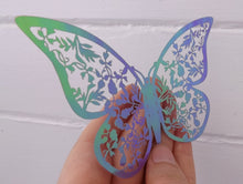 Load image into Gallery viewer, 12x Purple & Holographic Sheen Metallic Effect 3D Butterfly Wall Decals