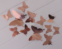 Load image into Gallery viewer, 12x Reflective Rose Gold Mirror Effect Silver 3D Butterfly Wall Decals