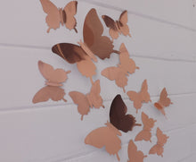 Load image into Gallery viewer, 12x Reflective Rose Gold Mirror Effect Silver 3D Butterfly Wall Decals