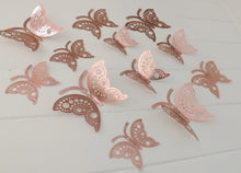 Load image into Gallery viewer, 12x Rose Gold Hollow Metallic Effect 3D Butterfly Wall Decals