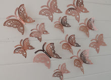 Load image into Gallery viewer, 12x Rose Gold Hollow Metallic Effect 3D Butterfly Wall Decals