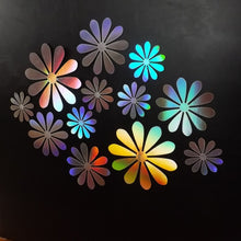 Load image into Gallery viewer, 12x Silver Hologram Metallic Mirror style 3D Flower Wall Decals