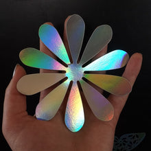 Load image into Gallery viewer, 12x Silver Hologram Metallic Mirror style 3D Flower Wall Decals