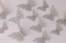 Load image into Gallery viewer, 12x Metallic Mirror Effect Filigree Style Butterfly 3D Wall Decals (4x colour options)