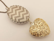 Load image into Gallery viewer, Large Grey Oval Dome Pendant with Silver Tone Heart