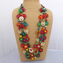 Load image into Gallery viewer, Bright Multi Coloured Chunky Wooden Bead Necklace