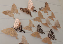 Load image into Gallery viewer, 12x Metallic Effect Cutout Filigree Style Butterfly 3D Wall Decals