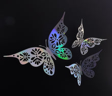 Load image into Gallery viewer, 12x Holographic Floral Filigree Butterfly Wall Decals
