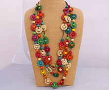 Load image into Gallery viewer, Bright Multi Coloured Chunky Wooden Bead Necklace