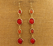 Load image into Gallery viewer, Gold Tone Long Sparkly Drop Earrings (4x colour options)