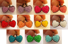Load image into Gallery viewer, 3D Floral Sparkly Heart Shaped Earrings on Lever Back Hooks (multiple colour options)