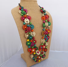 Load image into Gallery viewer, Bright Multi Coloured Chunky Wooden Bead Necklace