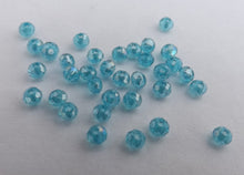 Load image into Gallery viewer, 40pcs 3x2mm Mid Blue AB Lustre Glass Rondelle Beads