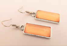 Load image into Gallery viewer, Apricot Orange Rectangle Dome Drop Earrings