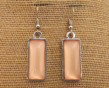 Load image into Gallery viewer, Apricot Orange Rectangle Dome Drop Earrings