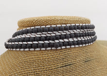Load image into Gallery viewer, Black Beads & White Cord Long Strand Bracelet