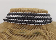 Load image into Gallery viewer, Black Beads & White Cord Long Strand Bracelet