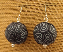 Load image into Gallery viewer, Black & Blue Layered Korus Kathryn Design Bead Earrings on Sterling Silver Hooks
