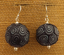 Load image into Gallery viewer, Black & Blue Layered Korus Kathryn Design Bead Earrings on Sterling Silver Hooks