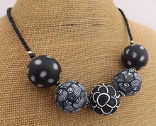 Load image into Gallery viewer, Black, Blue & White Kathryn Design 5 Bead Chunky Necklace