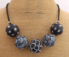 Load image into Gallery viewer, Black, Blue & White Kathryn Design 5 Bead Chunky Necklace