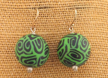 Load image into Gallery viewer, Black & Bright Green Korus Kathryn Design Handmade Bead Earrings