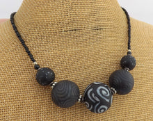 Load image into Gallery viewer, Black & Grey Chunky Kathryn Design 5 Bead Necklace