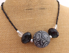 Load image into Gallery viewer, Black & Grey Chunky Kathryn Design Single Feature Bead Necklace